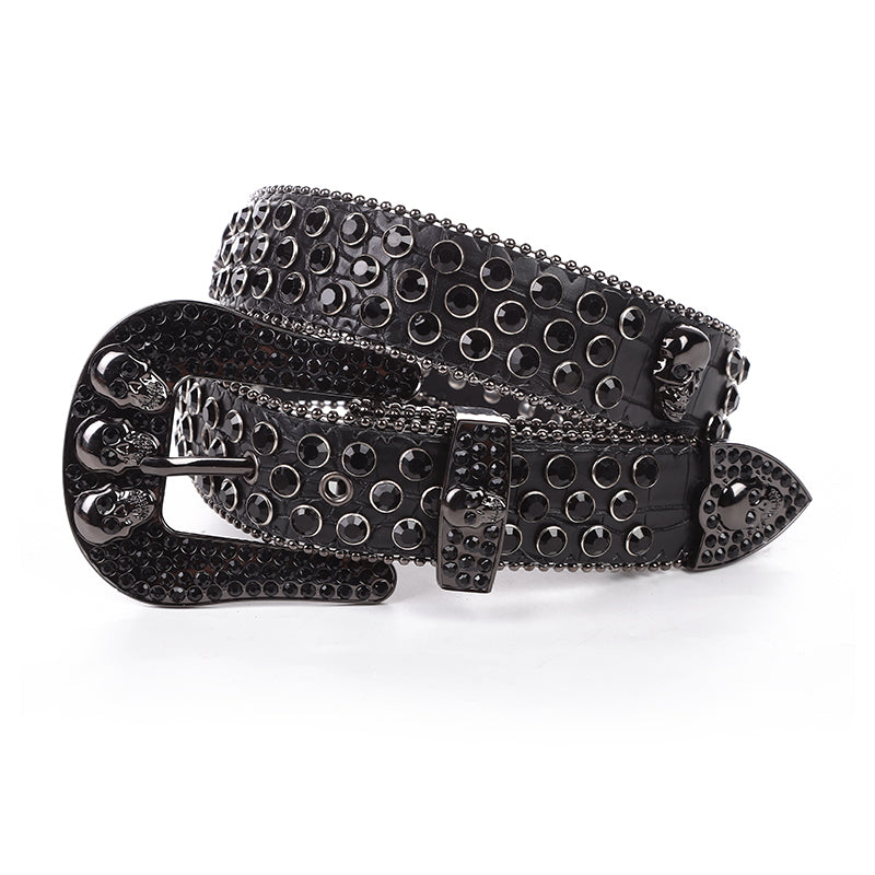 Rhinestone Skull Belt